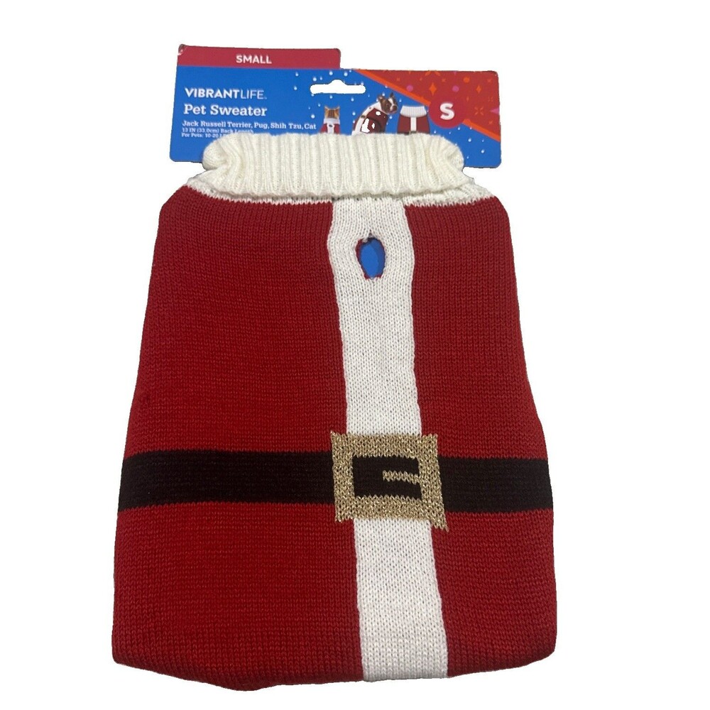 Vibrant Life Sweater For Cats & Dogs Holiday Pet  Christmas Sweater Red Small
